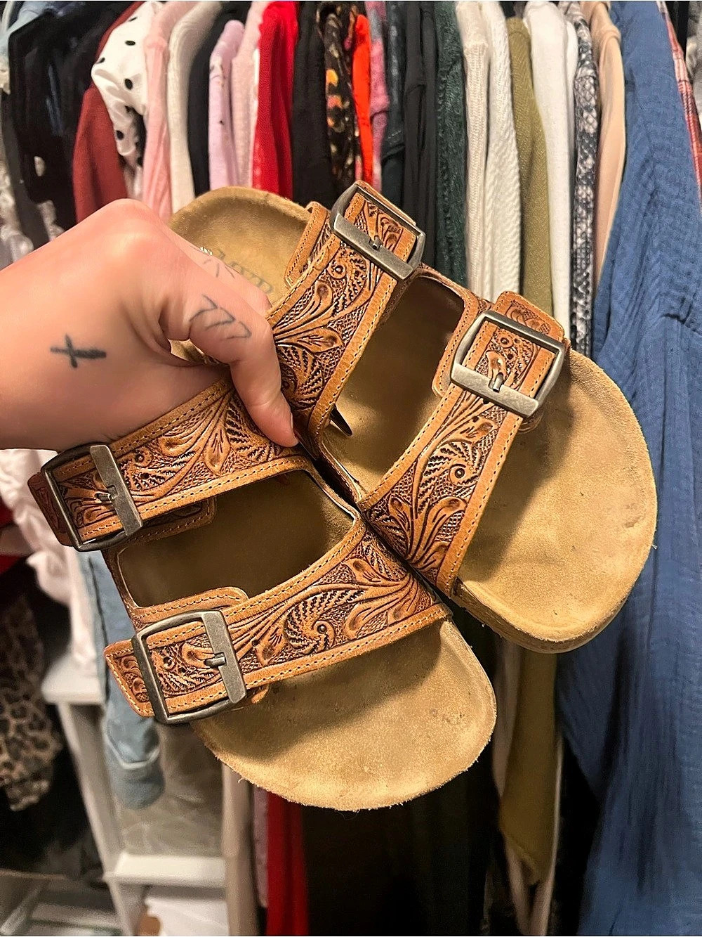 MYRA Leather Paisley Sandals